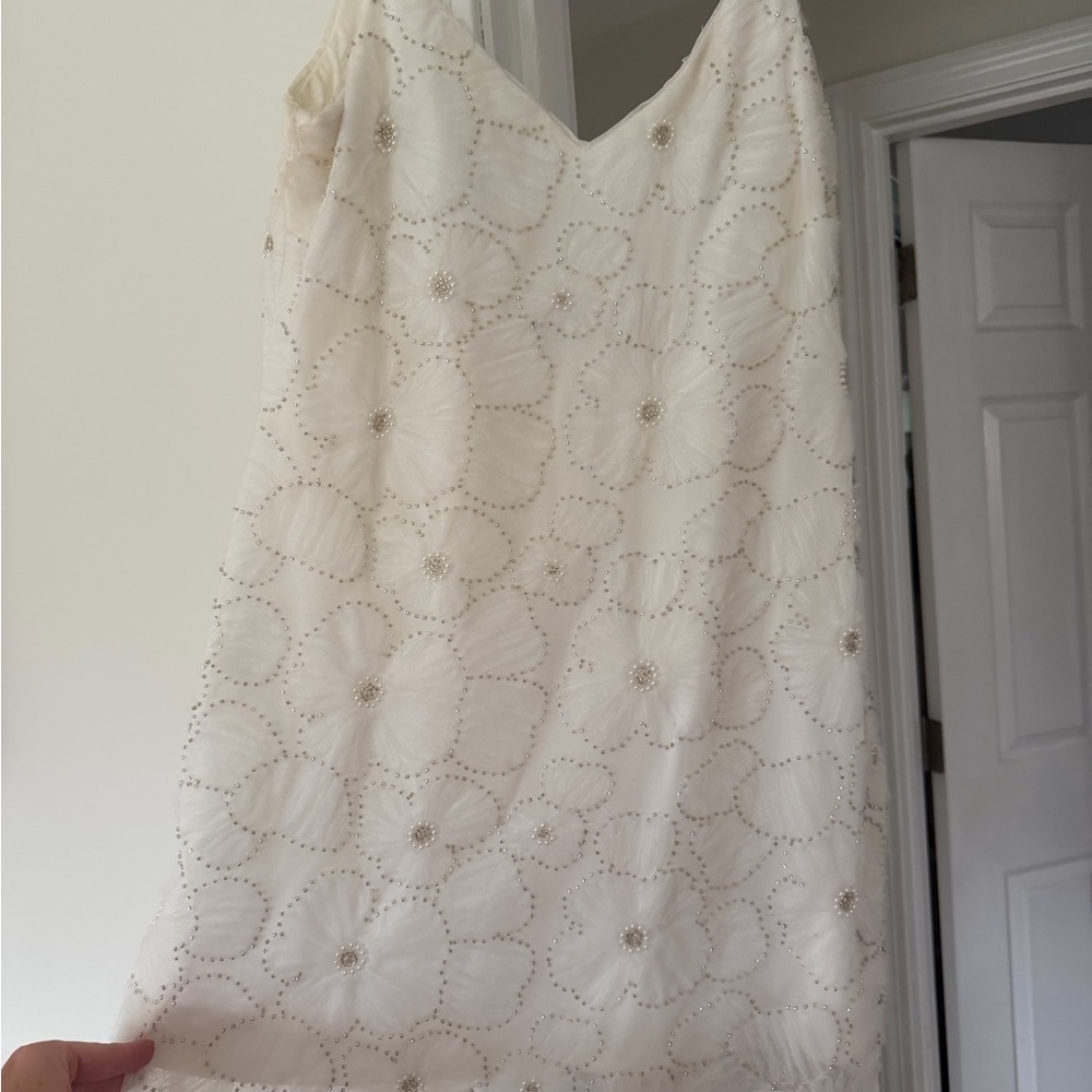 Abercrombie & Fitch Ivory Beaded Floral Mini Dress